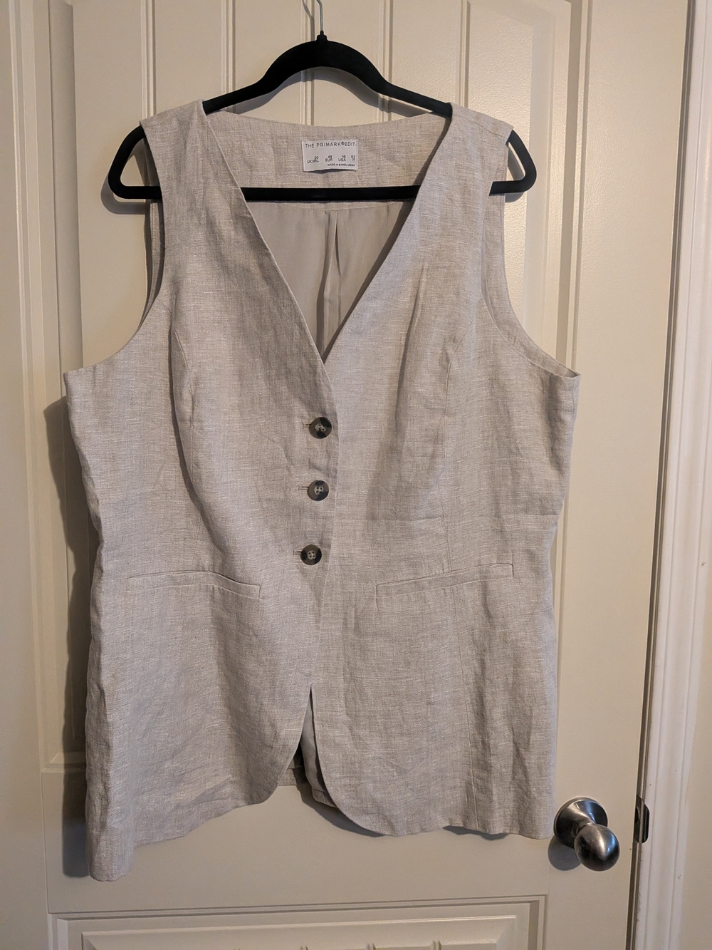 Primark Light Beige Linen-Blend Button Front Vest